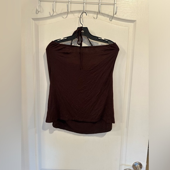 XXI vintage y2k Brown wood beaded neck halter top no size tag see measurements - Picture 2 of 6